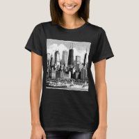 Chicago Skyline Black White Graphic T-Shirt