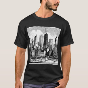 Chicago Skyline Black White Graphic T-Shirt
