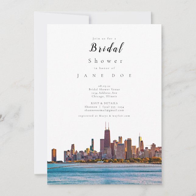 Chicago Skyline Bridal Shower Invitation (Front)
