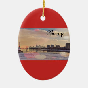 Chicago Skyline Ceramic Tree Decoration