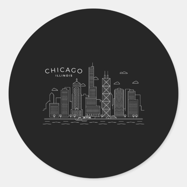 Chicago Skyline Chicago Illinois Classic Round Sticker (Front)