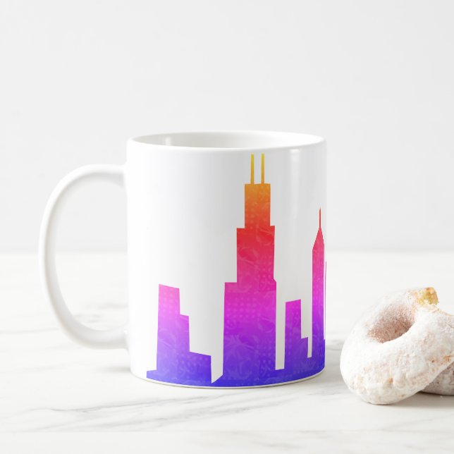 Chicago Skyline Coffee Mug (With Donut)