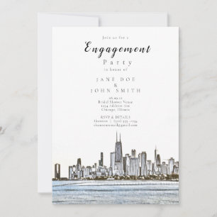 Chicago Skyline Engagement Party Invitation