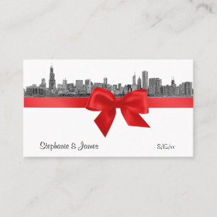 Chicago Skyline Etched BW Red Place Cards #2