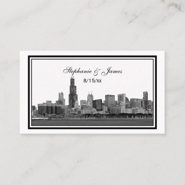 Chicago Skyline Etched Framed Place Cards (Front)