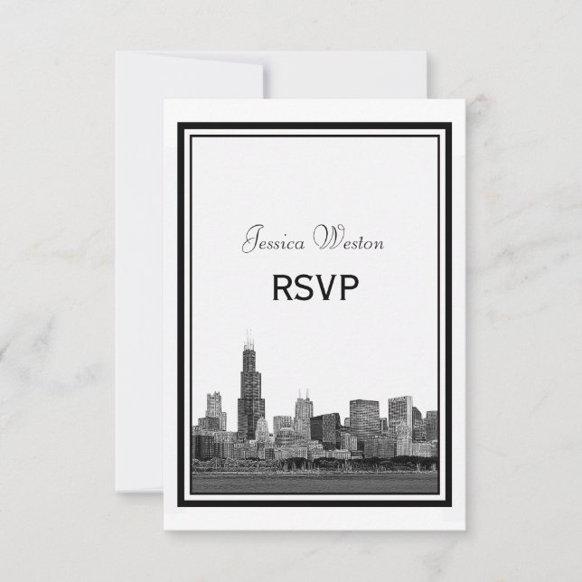 Chicago Skyline Etched Framed RSVP (Front)