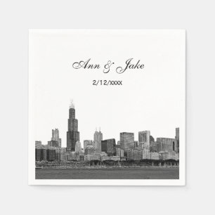Chicago Skyline Etched Look Skyline Wedding Napkin
