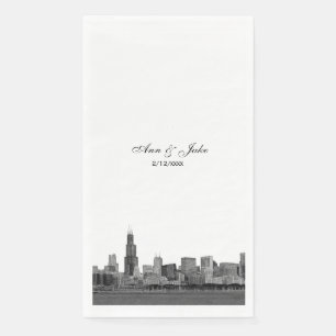 Chicago Skyline Etched Look Skyline Wedding Napkin