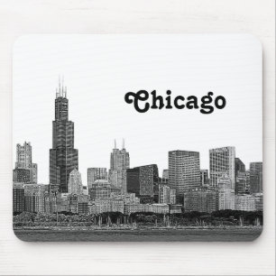 Chicago Skyline Etched Mouse Mat