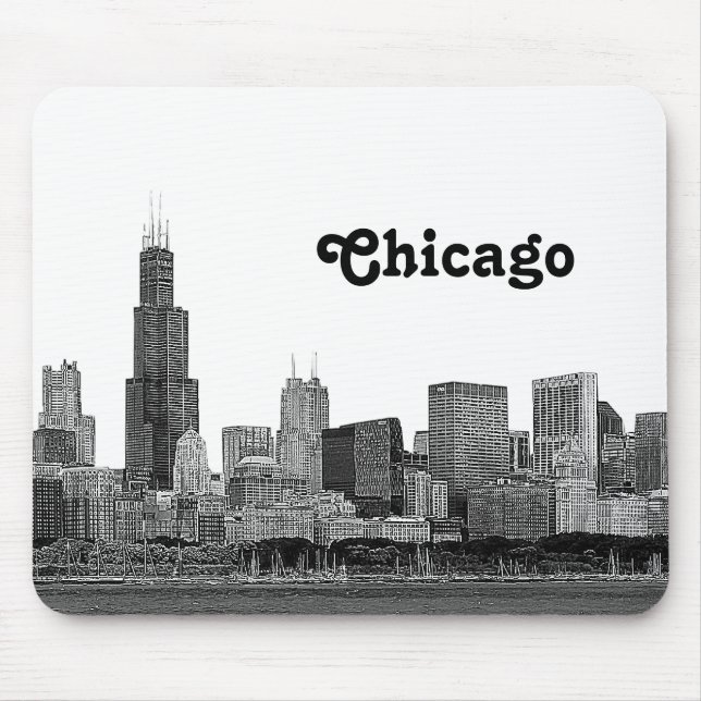 Chicago Skyline Etched Mouse Mat (Front)