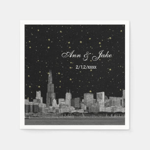 Chicago Skyline Etched Starry DIY BG Colour Weddin Napkin