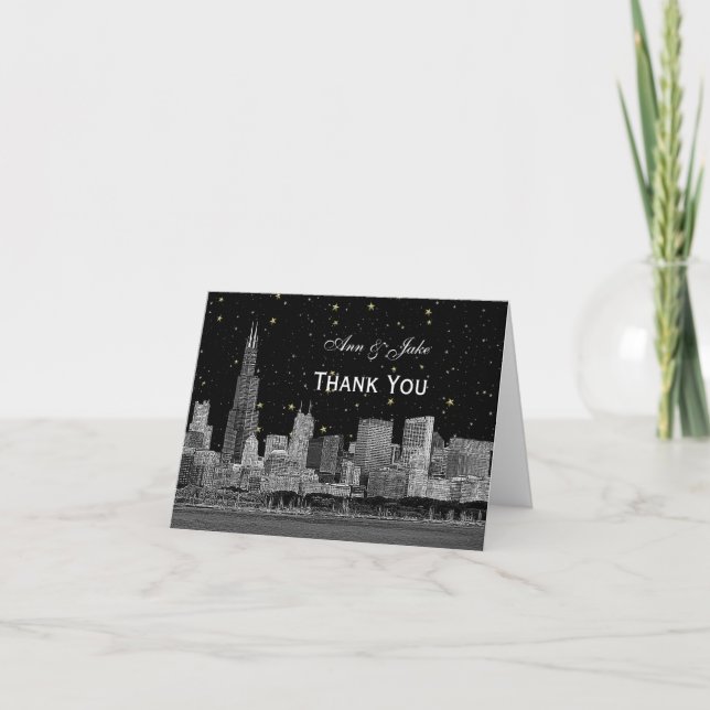 Chicago Skyline Etched Starry DIY BG Thank You (Front)