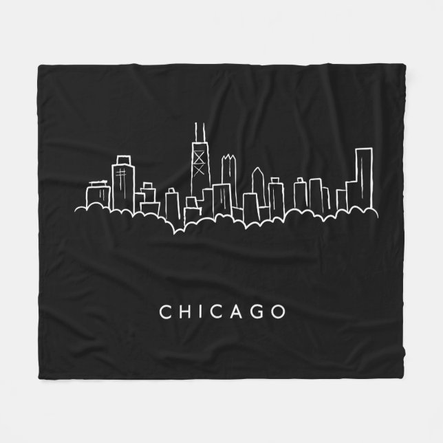 Chicago Skyline Fleece Blanket (Front (Horizontal))