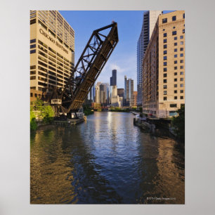 Chicago Skyline from the Kinzie St Bridge Poster