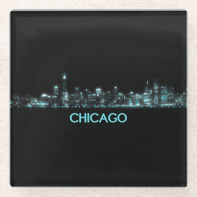Chicago Skyline Glass Coaster (Front)