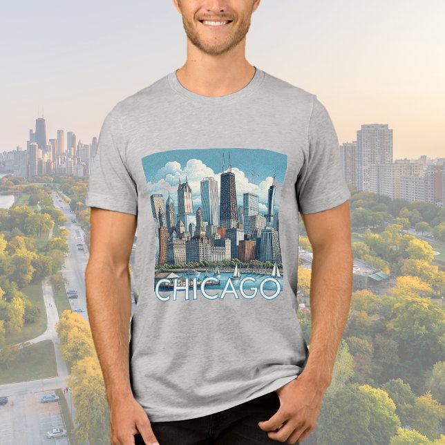 CHICAGO Skyline Graphic T-Shirt Tri-Blend Shirt (Creator Uploaded)