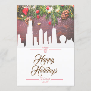 Chicago skyline  Happy Holidays greeting card