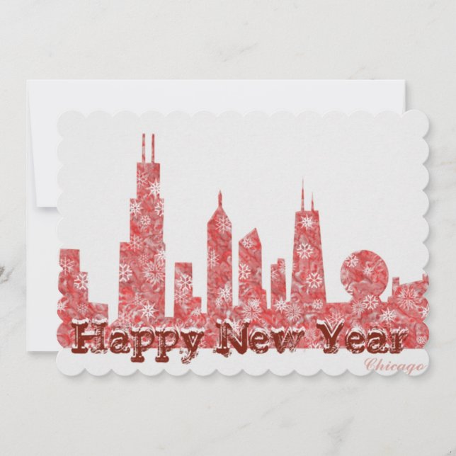 Chicago skyline Happy New Year stylish postcard (Front)