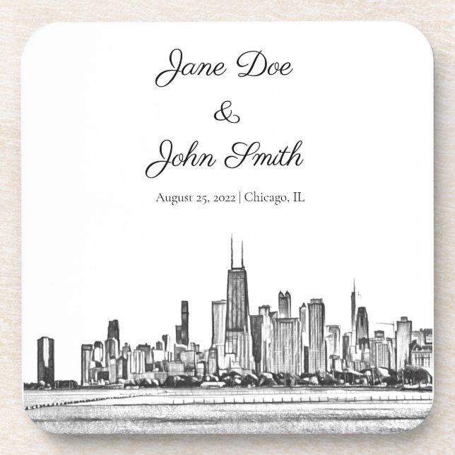 Chicago Skyline Hard Plastic Coaster (Front)