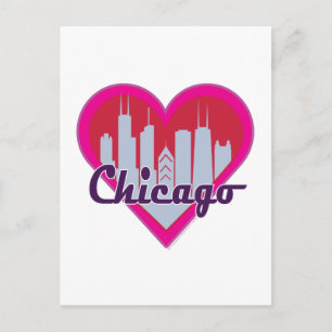 Chicago Skyline Heart Postcard
