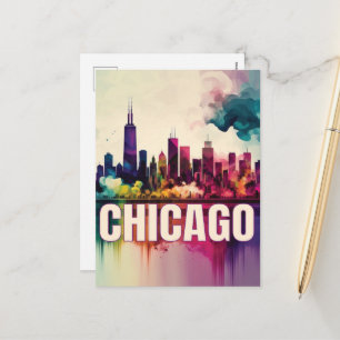 Chicago Skyline  Holiday Postcard