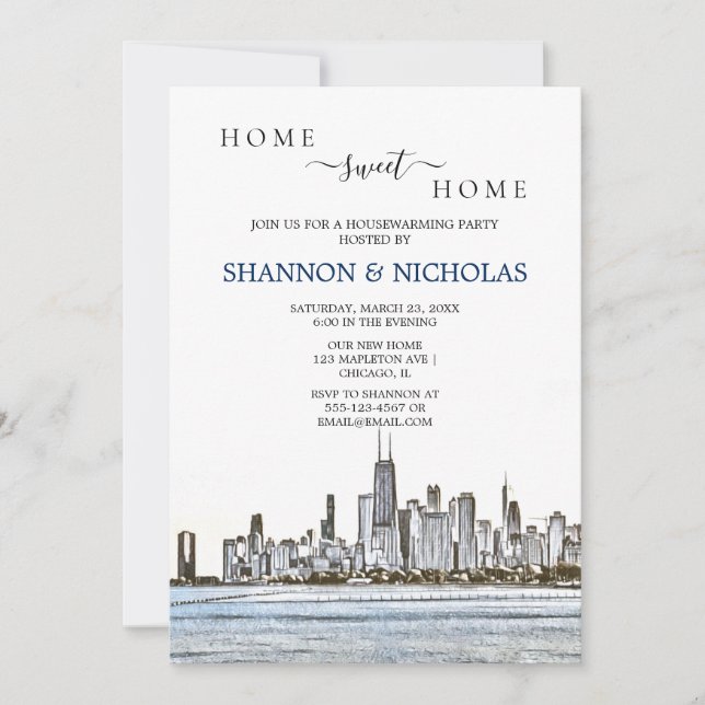 Chicago Skyline Housewarming Invitation (Front)