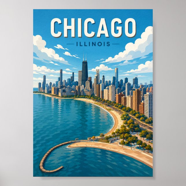 Chicago Skyline Illinois Vibrant Cityscape Poster (Front)