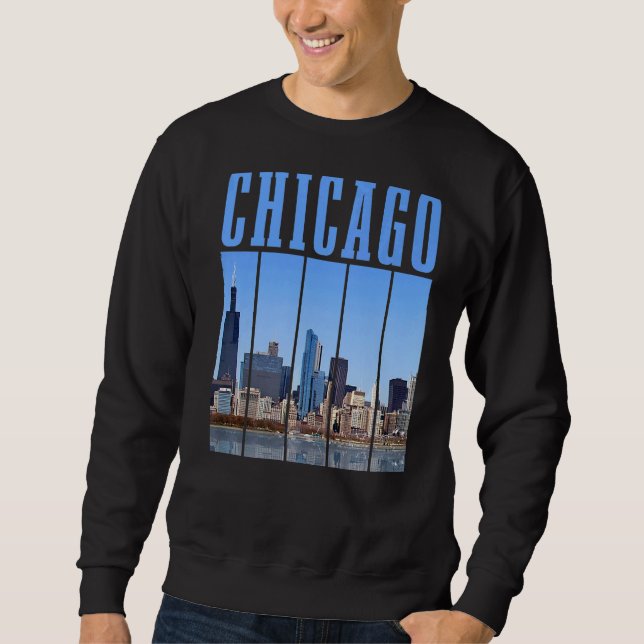 Chicago Skyline Illinois Vintage Pride Chicago Sweatshirt (Front)