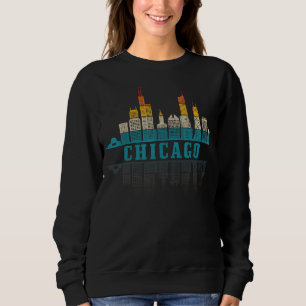 Chicago Skyline Illinois Vintage Pride Retro Sweatshirt
