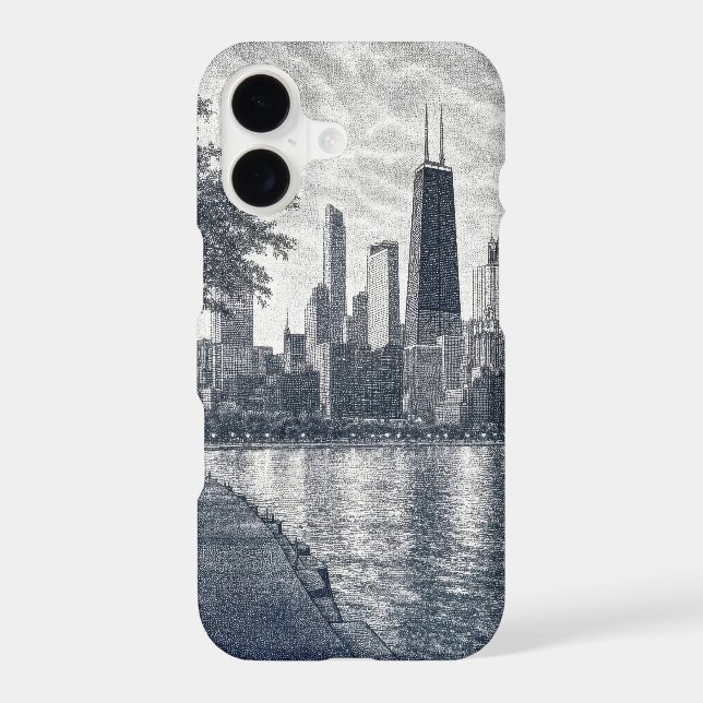 Chicago Skyline in Pointillist Art (Back)