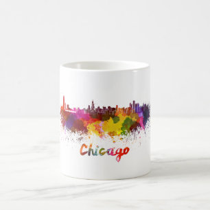 Chicago skyline in watercolor coffee mug