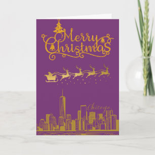 Chicago Skyline Merry Christmas  Card