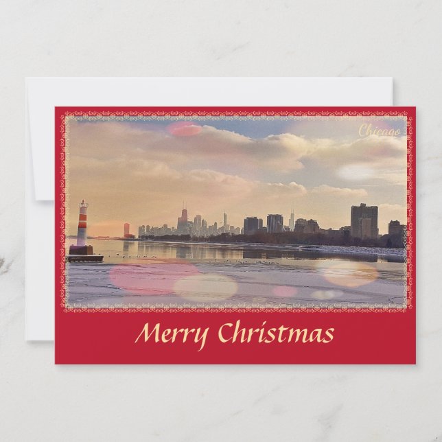 Chicago Skyline Merry Christmas card (Front)