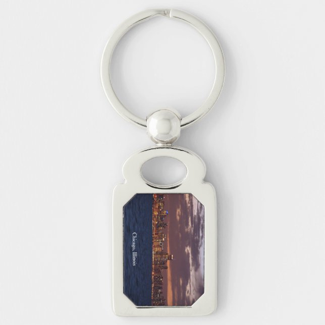Chicago skyline metal key chain (Front)