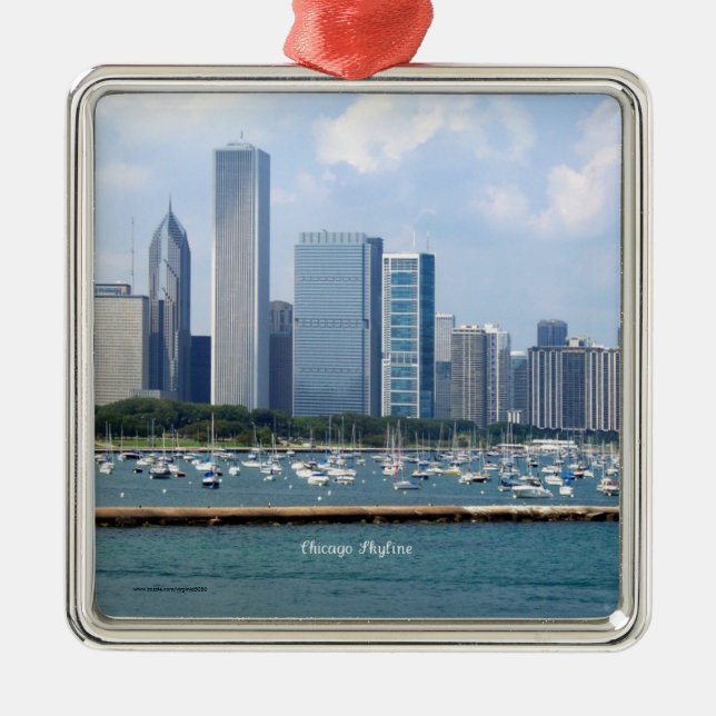 Chicago Skyline Metal Tree Decoration (Front)