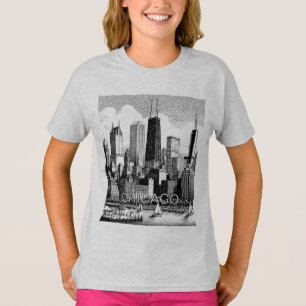 Chicago Skyline Modern Black Graphic T-Shirt