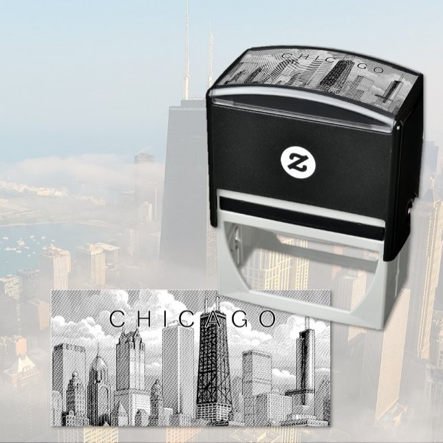 Chicago Skyline Modern Self Inking Rubber Stamp (Chicago Skyline Self Inking Rubber Stamp)