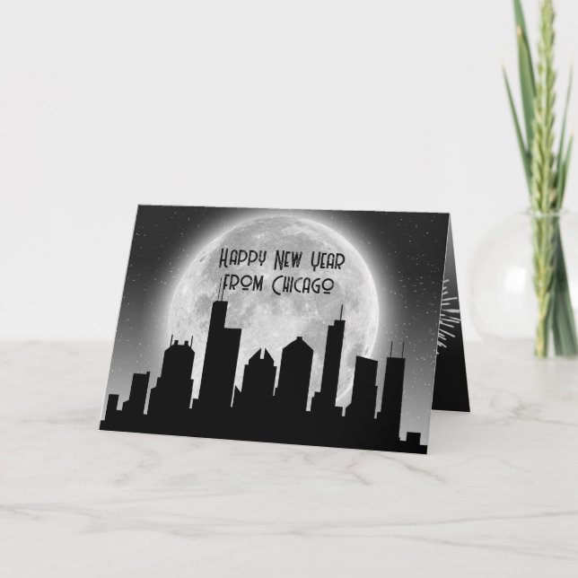 Chicago Skyline New Year Holiday Card (Front)
