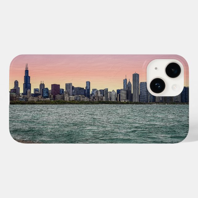 Chicago Skyline Painterly Case-Mate iPhone Case (Back (Horizontal))