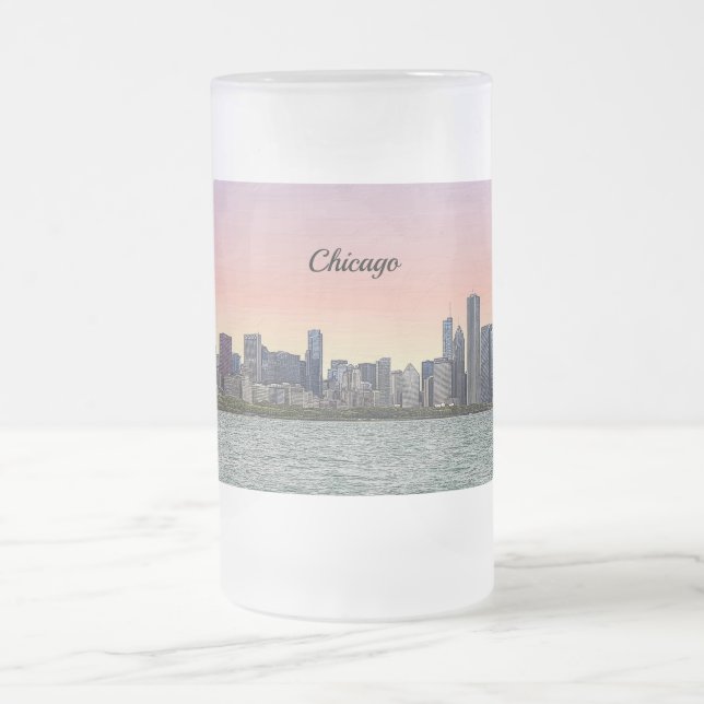 Chicago Skyline Painterly Frosted Mug (Center)