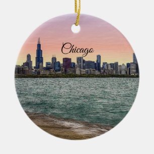 Chicago Skyline Painterly Ornament Souvenir