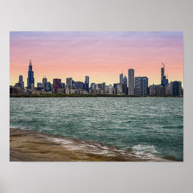Chicago Skyline Painterly Poster (Front)