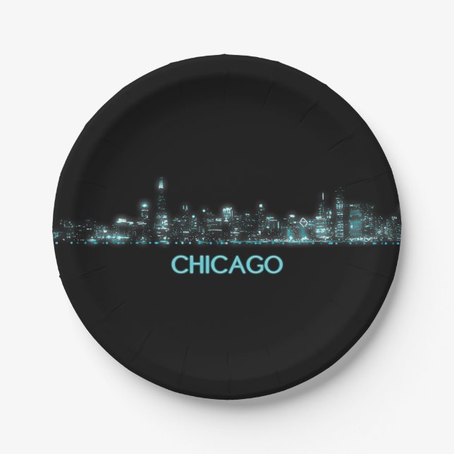 Chicago Skyline Paper Plate (Front)