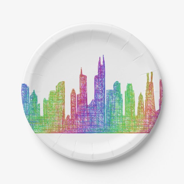 Chicago skyline paper plate (Front)