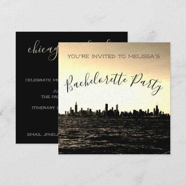 Chicago Skyline Party Invitation (Front/Back)