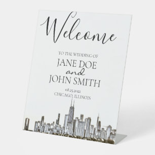 Chicago Skyline Pedastal Sign