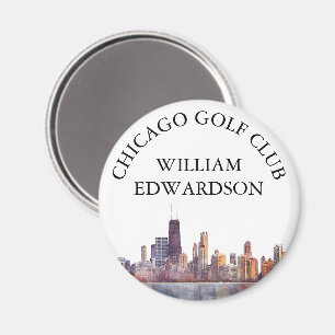 Chicago Skyline Personalised Golf Club Name Magnet