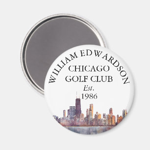 Chicago Skyline Personalised Golf Club Name Magnet
