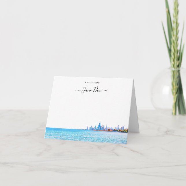 Chicago Skyline Personalised Note Card (Front)