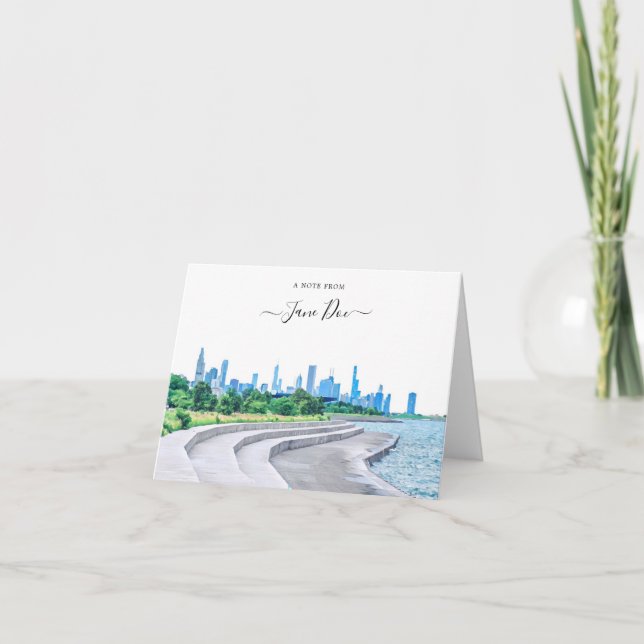 Chicago Skyline Personalised Note Card (Front)